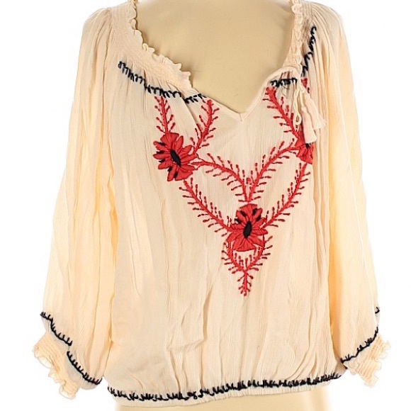 COPY - Piper hippie boho embroidered 3/4 sleeves blouse - Picture 2 of 4